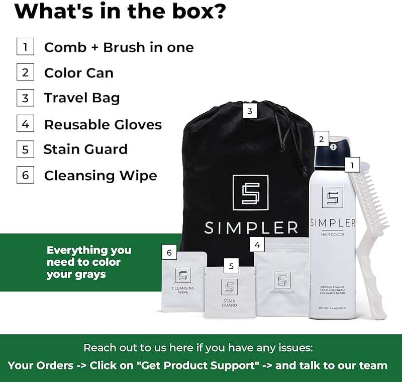Simpler Men's Hair Color Kit - Full Gray Coverage - Natural Black & Beard Dye - Easy Application for 100% Gray Hair - Natural Black - Image 2