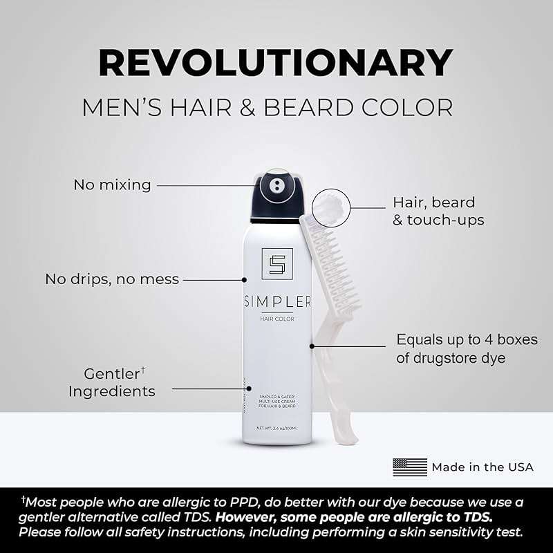 Simpler Men's Hair Color Kit - Full Gray Coverage - Natural Black & Beard Dye - Easy Application for 100% Gray Hair - Natural Black - Image 7