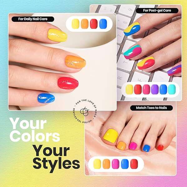 Beetles Cocktails Neon Nail Polish Set, 12 Colors Quick Dry Regular Polish Kit Hot Pink Green Blue Yellow Red, Spring Gift for Women - Image 4