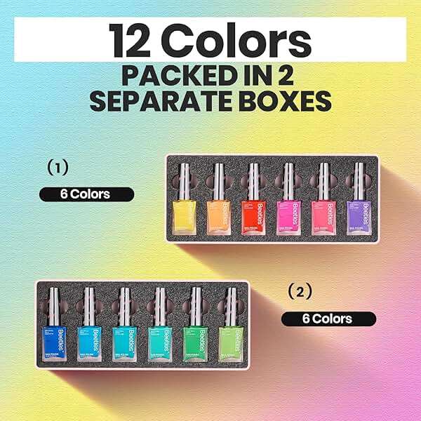 Beetles Cocktails Neon Nail Polish Set, 12 Colors Quick Dry Regular Polish Kit Hot Pink Green Blue Yellow Red, Spring Gift for Women - Image 7