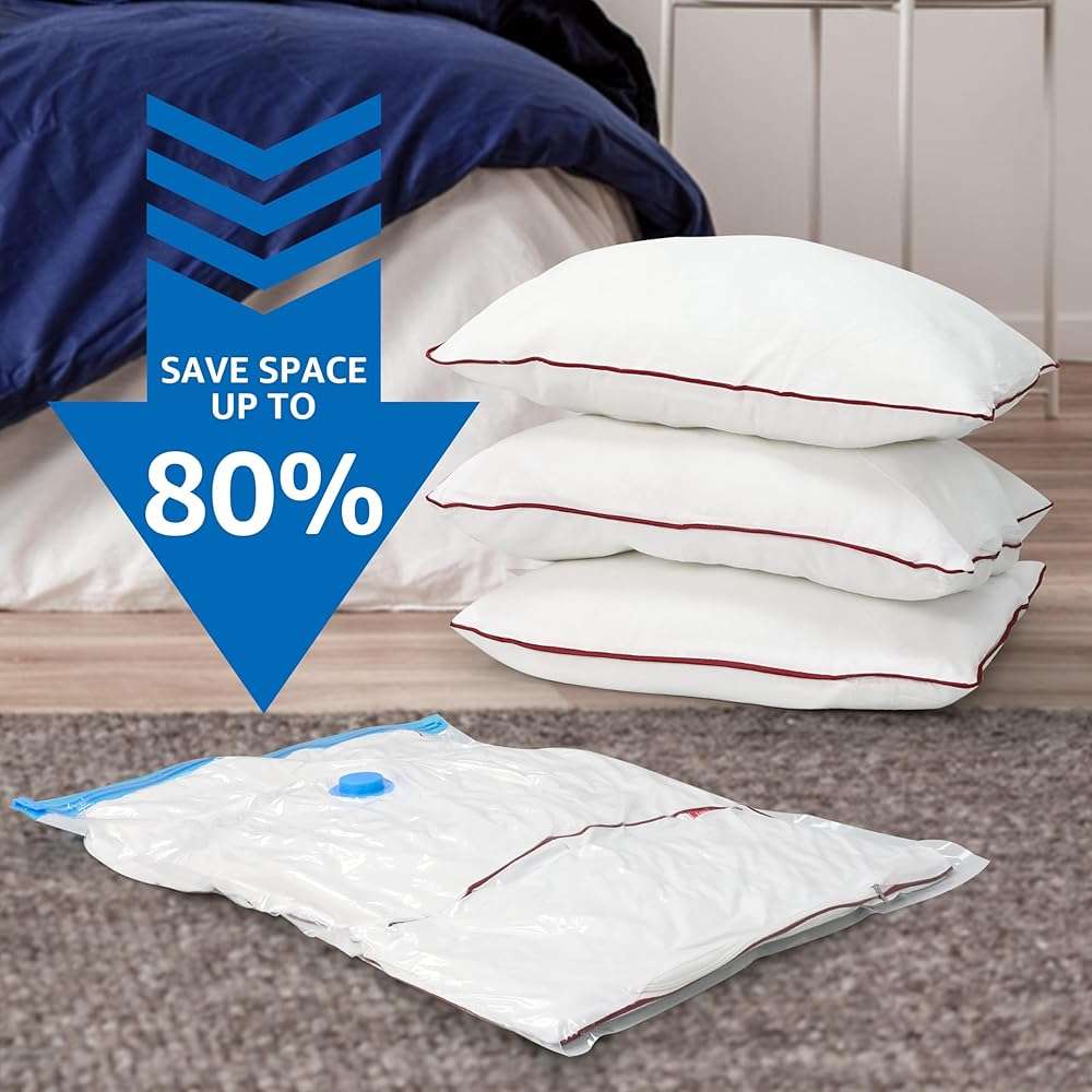20 Pack Vacuum Seal Bags (4 Jumbo/4 Large/4 Medium/4 Small/4 Roll M), Vacuum Storage Bags with Hand Pump, Space Saver Bags for Comforters, Blankets, Bedding, Pillows, Clothes - Image 4