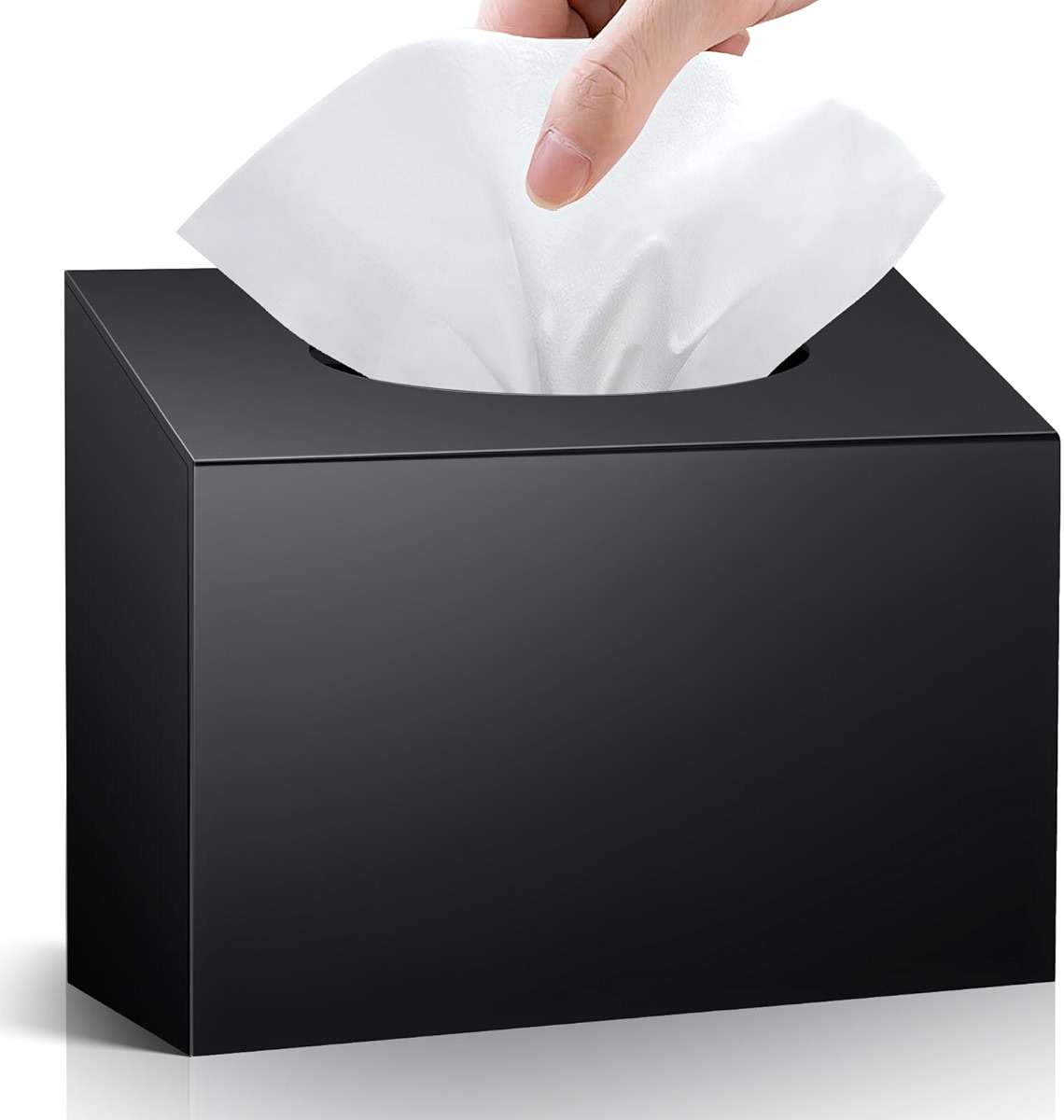 Acrylic Hand Towel Box Cover Compatible with Kleenex Disposable Hand Towels Wall-Mounted Paper Towel Dispenser Suitable for Tabletop, Bathroom, Car, and Office Use Valentine's Day Gifts (Black) - Image 1