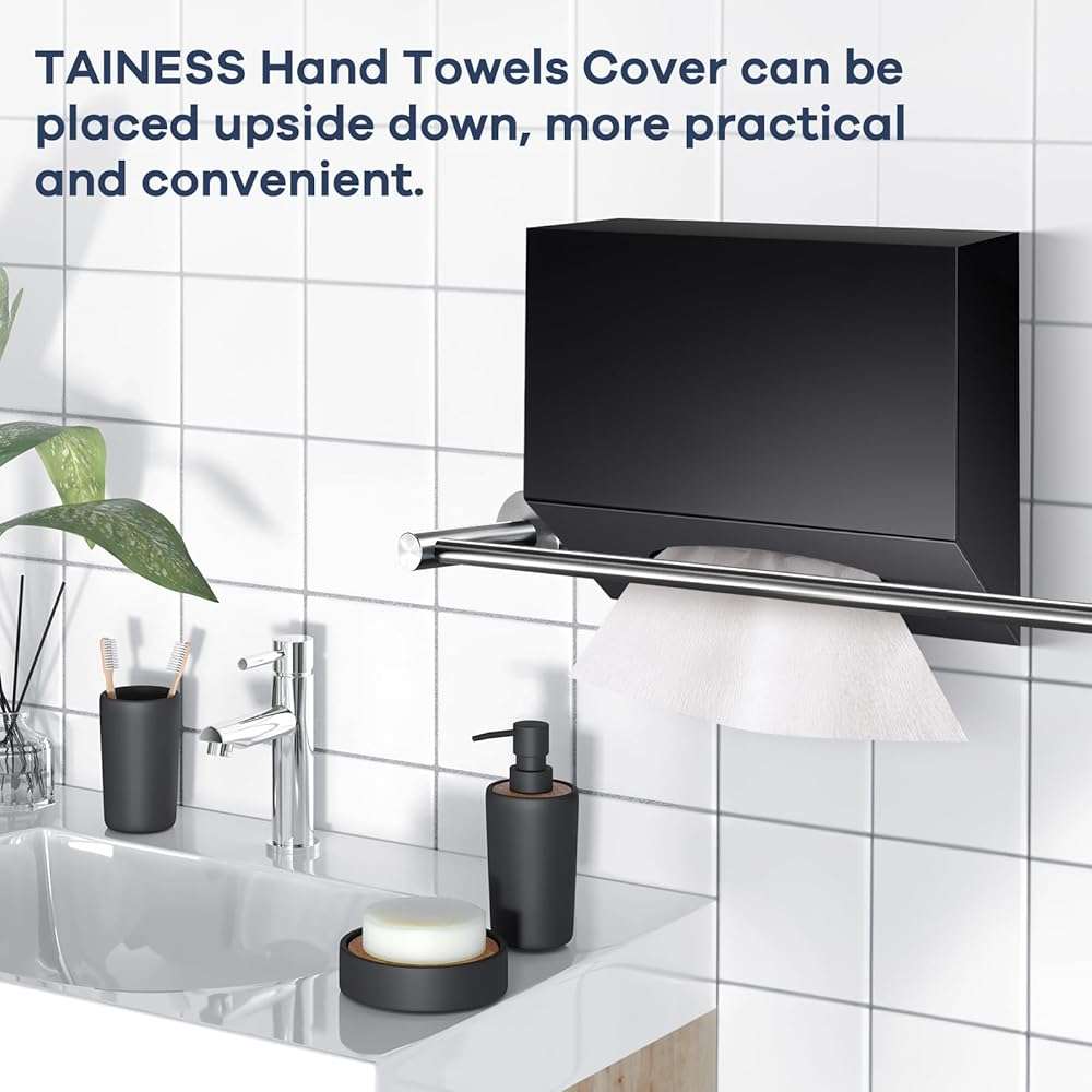 Acrylic Hand Towel Box Cover Compatible with Kleenex Disposable Hand Towels Wall-Mounted Paper Towel Dispenser Suitable for Tabletop, Bathroom, Car, and Office Use Valentine's Day Gifts (Black) - Image 3