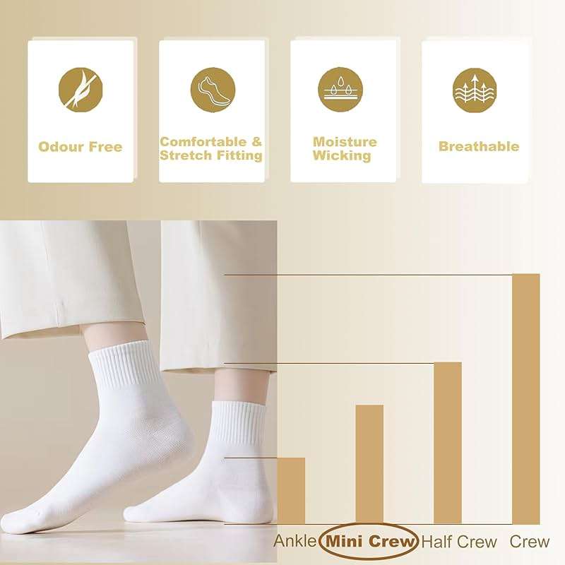 RICOTNSOCS Womens Athletic Cotton Quarter Crew Socks - Just Right Thickness, Soft & Breathable, Value 5/7 Packs for Gym - Image 2