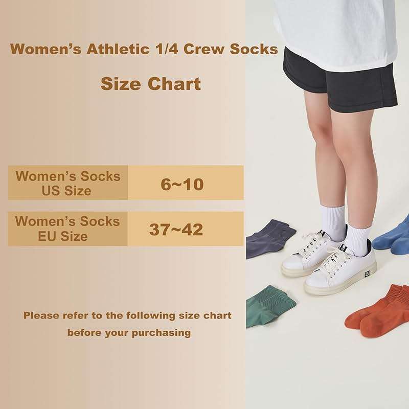 RICOTNSOCS Womens Athletic Cotton Quarter Crew Socks - Just Right Thickness, Soft & Breathable, Value 5/7 Packs for Gym - Image 4
