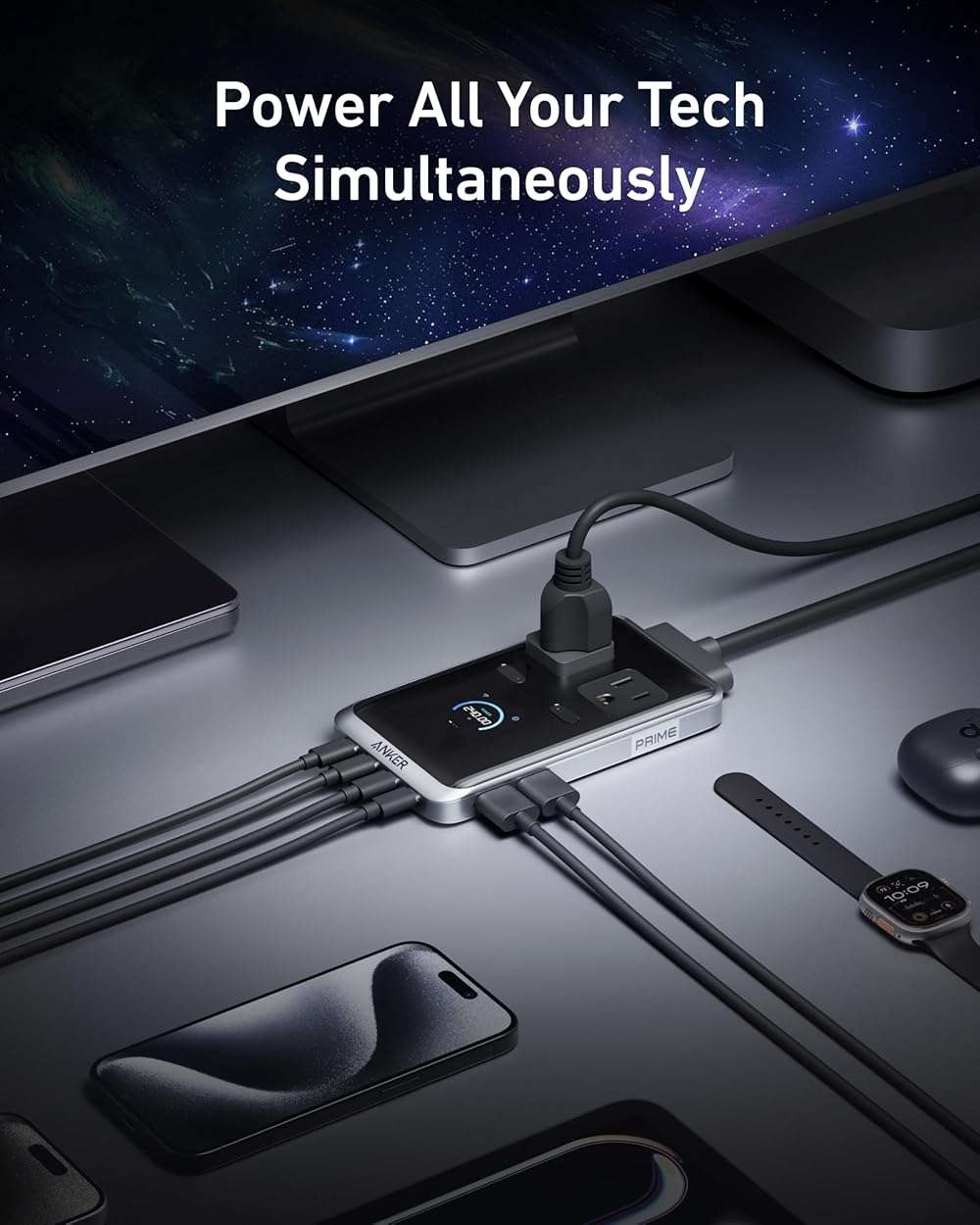 Anker Prime USB C to USB C Cable, 240W 6 ft &Anker Prime Charging Station, 240W Max 8-in-1 USB C Power Strip - Image 4