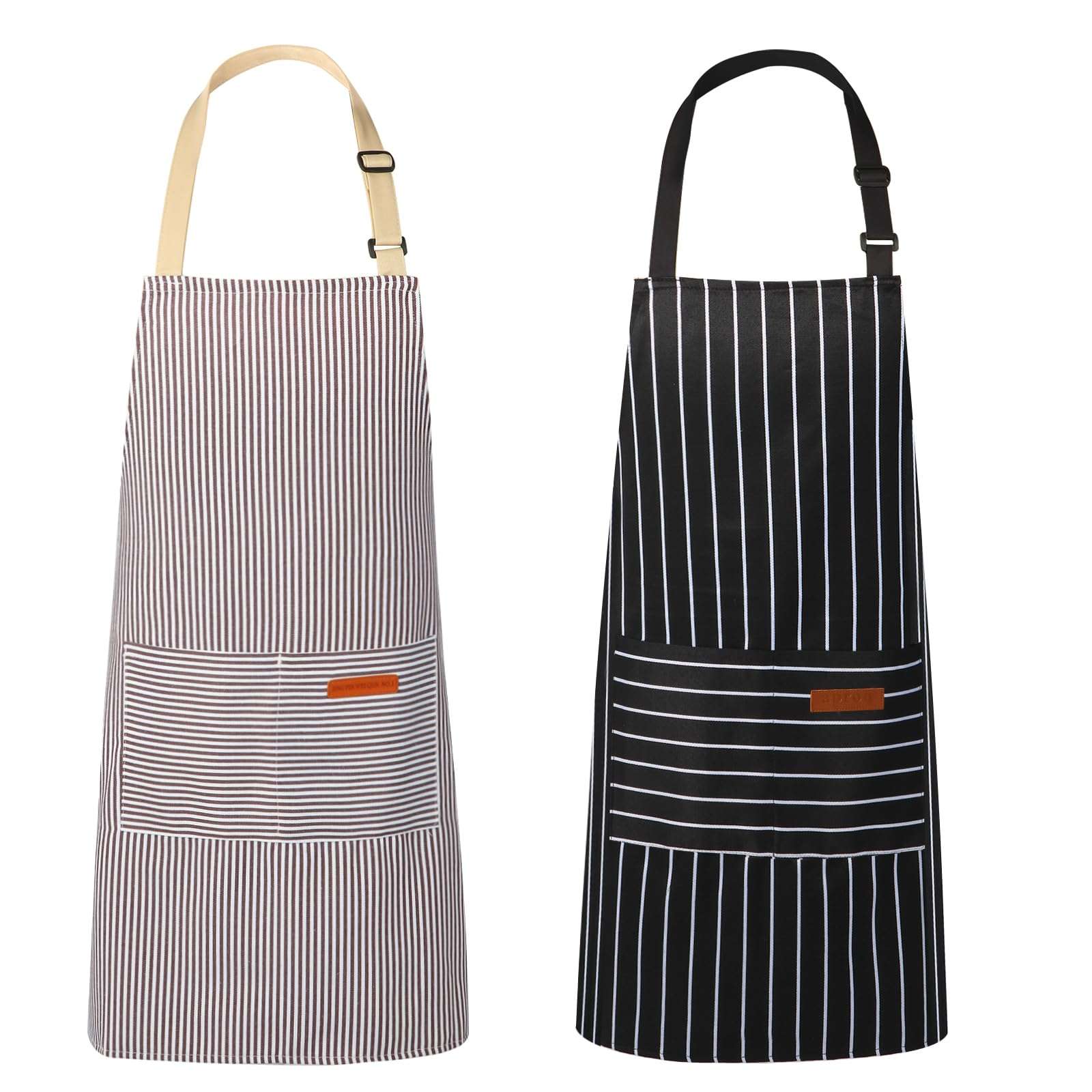 VALOME 2 Pack Kitchen Aprons, Apron for Cooking with 2 Pockets, Unisex Adjustable Neck Strap Chef Aprons for Men Women - Image 1