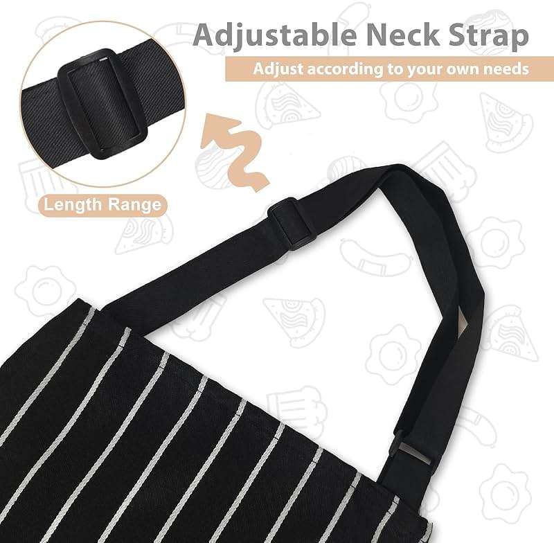VALOME 2 Pack Kitchen Aprons, Apron for Cooking with 2 Pockets, Unisex Adjustable Neck Strap Chef Aprons for Men Women - Image 4