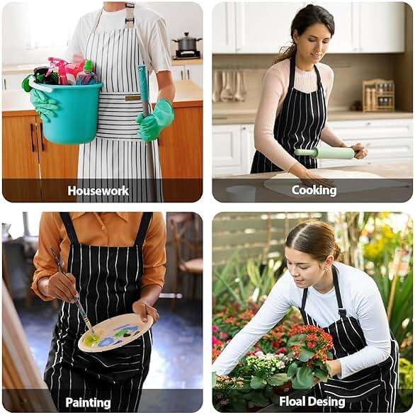 VALOME 2 Pack Kitchen Aprons, Apron for Cooking with 2 Pockets, Unisex Adjustable Neck Strap Chef Aprons for Men Women - Image 7