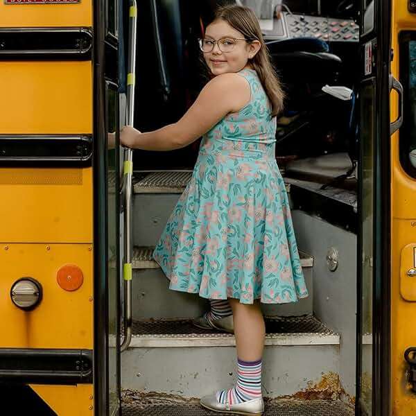 Mightly Girls' Sleeveless Skater Dress | Organic Cotton Fair Trade Certified Toddler and Kids Clothes - Image 2