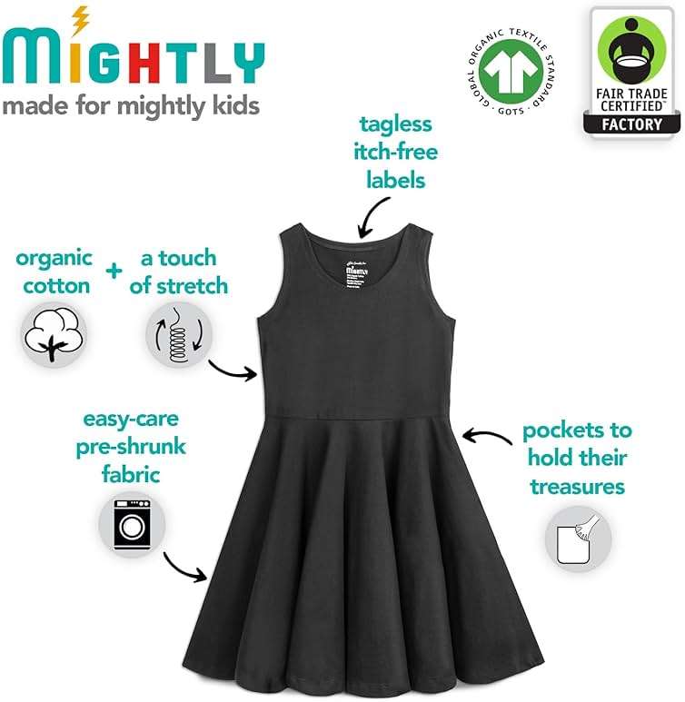 Mightly Girls' Sleeveless Skater Dress | Organic Cotton Fair Trade Certified Toddler and Kids Clothes - Image 5