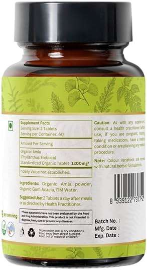 ORGANIC SPREE Amla Tablets - 1200 mg per Serving - Indian Gooseberry, Phyllanthus Emblica Supplement, Rich in Vitamin C & Supports Immune Health,120 Tablets* - GMP and Organic Certified - Image 7