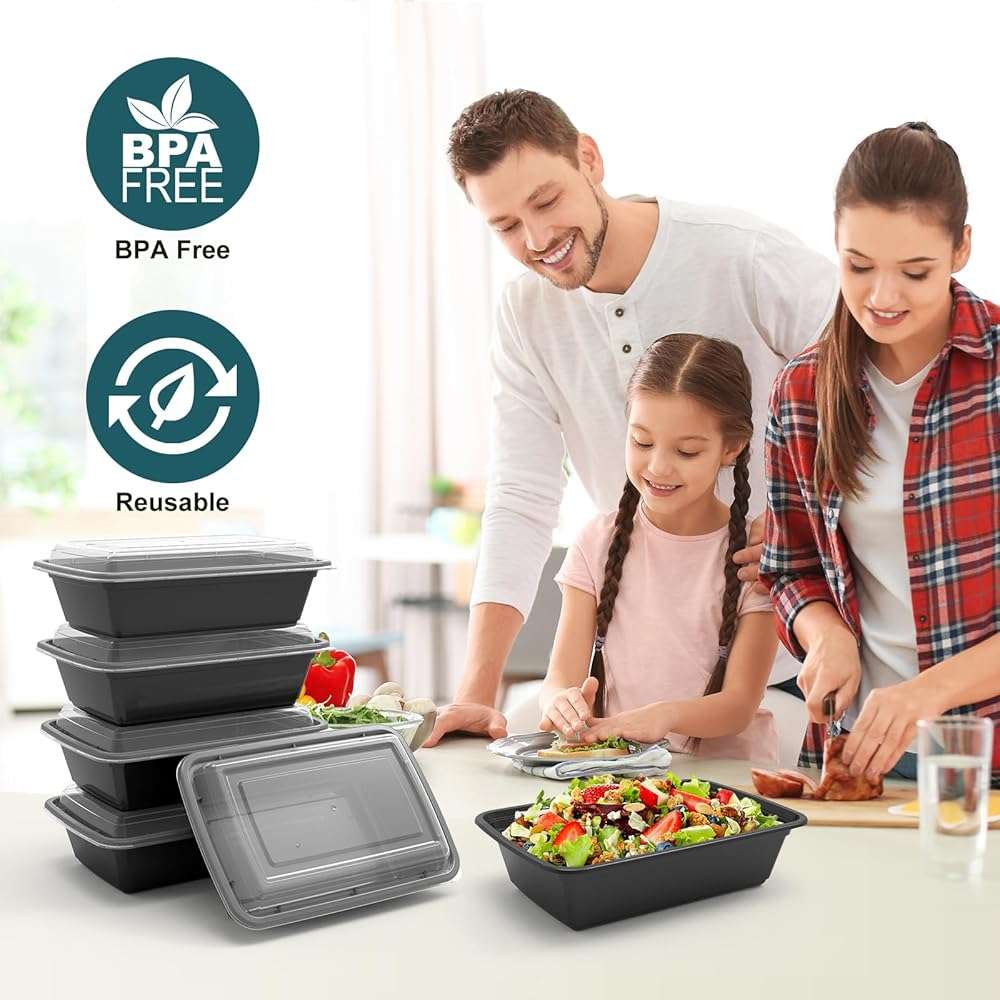 WGCC Meal Prep Containers - 50Pack 28OZ Food Containers With Lids, Disposable To Go, Stackable, Leakproof & Food Safe, Microwave, Freezer, Dishwasher Safe - Image 4