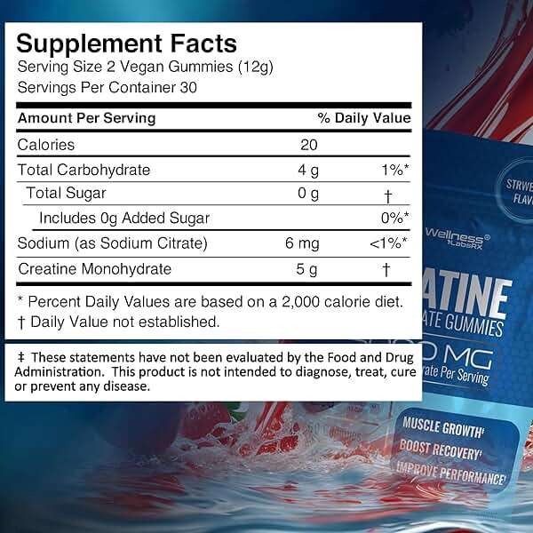 Creatine Gummies 5000mg, 30 Servings Creatine Monohydrate Gummies - Third-Party Tested Creatine for Women, Strawberry Flavor Creatine for Men, Muscle Growth, Strength, and Recovery - Pack of 1 - Image 2