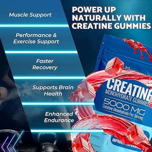 Creatine Gummies 5000mg, 30 Servings Creatine Monohydrate Gummies - Third-Party Tested Creatine for Women, Strawberry Flavor Creatine for Men, Muscle Growth, Strength, and Recovery - Pack of 1 - Image 3