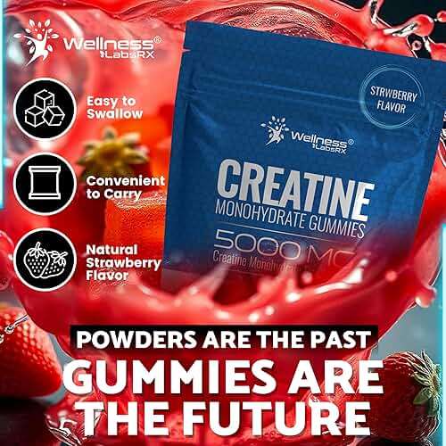 Creatine Gummies 5000mg, 30 Servings Creatine Monohydrate Gummies - Third-Party Tested Creatine for Women, Strawberry Flavor Creatine for Men, Muscle Growth, Strength, and Recovery - Pack of 1 - Image 5