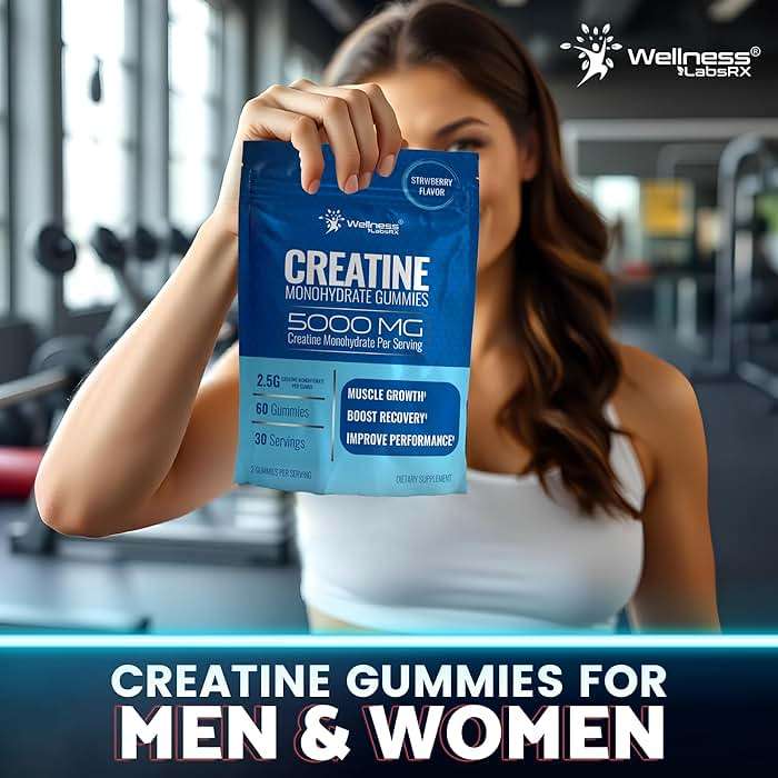 Creatine Gummies 5000mg, 30 Servings Creatine Monohydrate Gummies - Third-Party Tested Creatine for Women, Strawberry Flavor Creatine for Men, Muscle Growth, Strength, and Recovery - Pack of 1 - Image 8