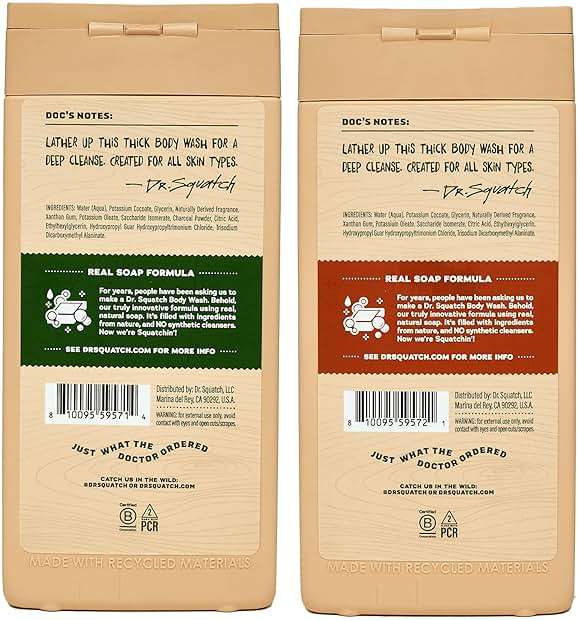 Dr. Squatch Natural Men's Body Wash Shower Gel - Cleansing, Nourishing, Long Lasting Scent, Moisturizing Body Wash for Men - Pine Tar + Wood Barrel Bourbon (14 oz, 2-Pack) - Image 2
