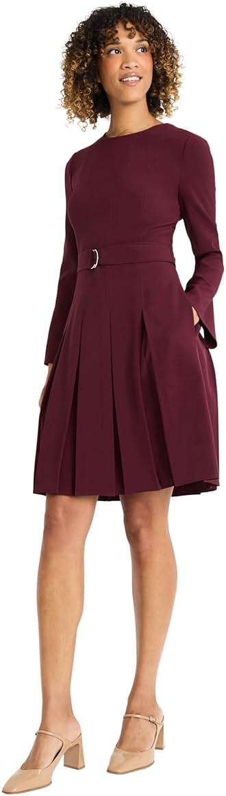 Maggy London Women's Top Stitch Pleated Midi Dress - Image 2