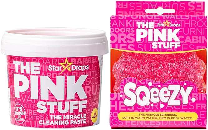 Stardrops- The Pink Stuff Miracle Cleaning Paste - SQeeZY Scrubber Sponge Bundle - Image 1