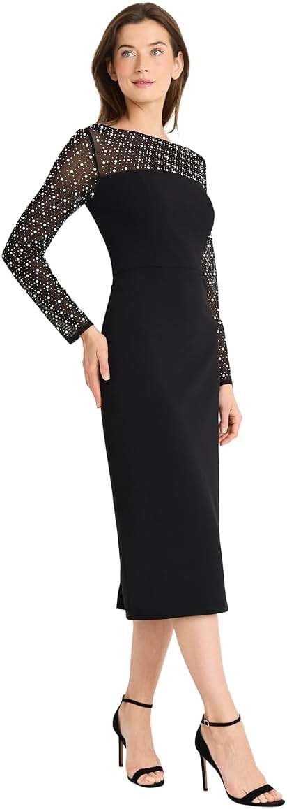 Maggy London Women's Sheath Dress with Heat Fix Illusion Neckline - Image 3