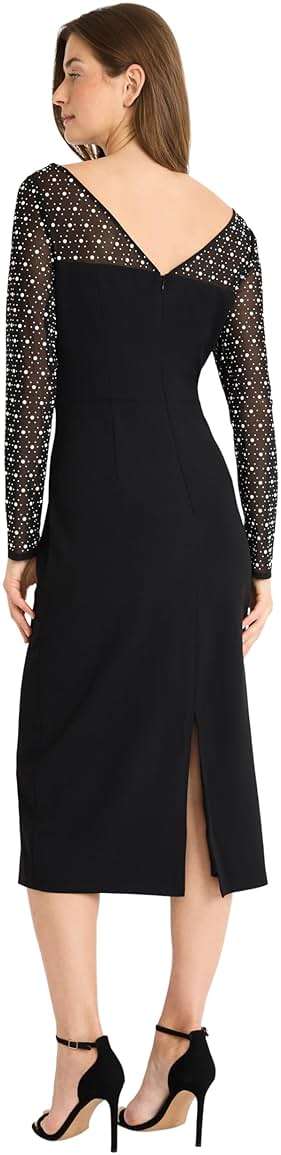Maggy London Women's Sheath Dress with Heat Fix Illusion Neckline - Image 4