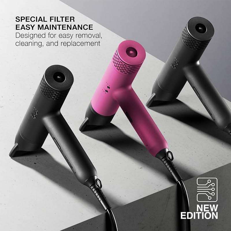 Elchim Anemos V2 Professional Hair Dryer, Ultra Lightweight 10.2 oz Blow Dryer, 110,000 RPM High-Speed Motor, Fast Drying, Ionic Anti-Frizz Technology, 3 Speeds & 4 Heat Settings - Black - Image 4