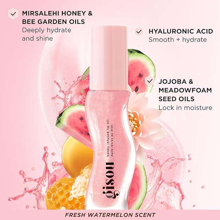 Gisou Honey Infused Lip Oil – Hydrating & Glossy Lip Oil with Mirsalehi Honey & Jojoba Seed Oil, Non-Sticky Shine, Watermelon Sugar, 0.27 Fl Oz - Image 6