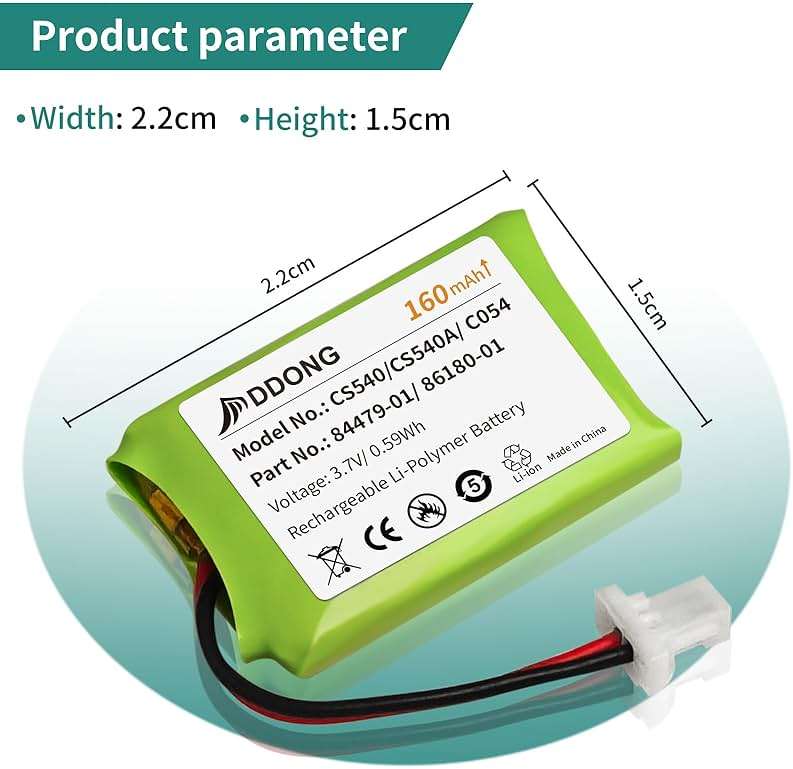 DDONG CS540A CS540 C054 Battery 160mAh for Plantronics 86180-01 84479-01 Headset Battery Replacement - Image 3