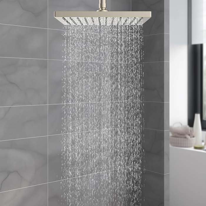 Hibbent cUPC Certified Rain Shower Head, 10'' High Pressure Rainfall Shower Head, Square Bathroom Waterfall Shower Heads, High Flow Fixed Showerheads with Adjustable Brass Ball Joint, Brushed Nickel - Image 2