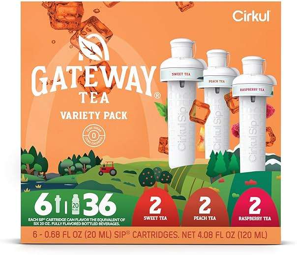 Cirkul Gateway Tea Caffeine Flavor Water Variety Pack, Makes 36 Drinks, No Sugar, Zero Calorie Drink Mix, (2 Sweet, 2 Peach, 2 Raspberry) - Image 8