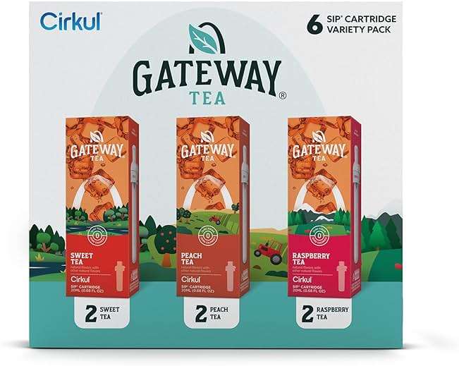 Cirkul Gateway Tea Caffeine Flavor Water Variety Pack, Makes 36 Drinks, No Sugar, Zero Calorie Drink Mix, (2 Sweet, 2 Peach, 2 Raspberry) - Image 9