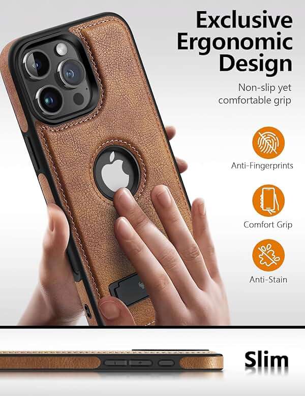 WTCASE Magnetic for iPhone 16 Pro Max Leather Case,Built-in Invisible Stand [Compatible with Magsafe] Protective Slim Kickstand Phone Cover Compatible with iPhone 16 Pro Max (2024) 6.9" (Brown) - Image 4