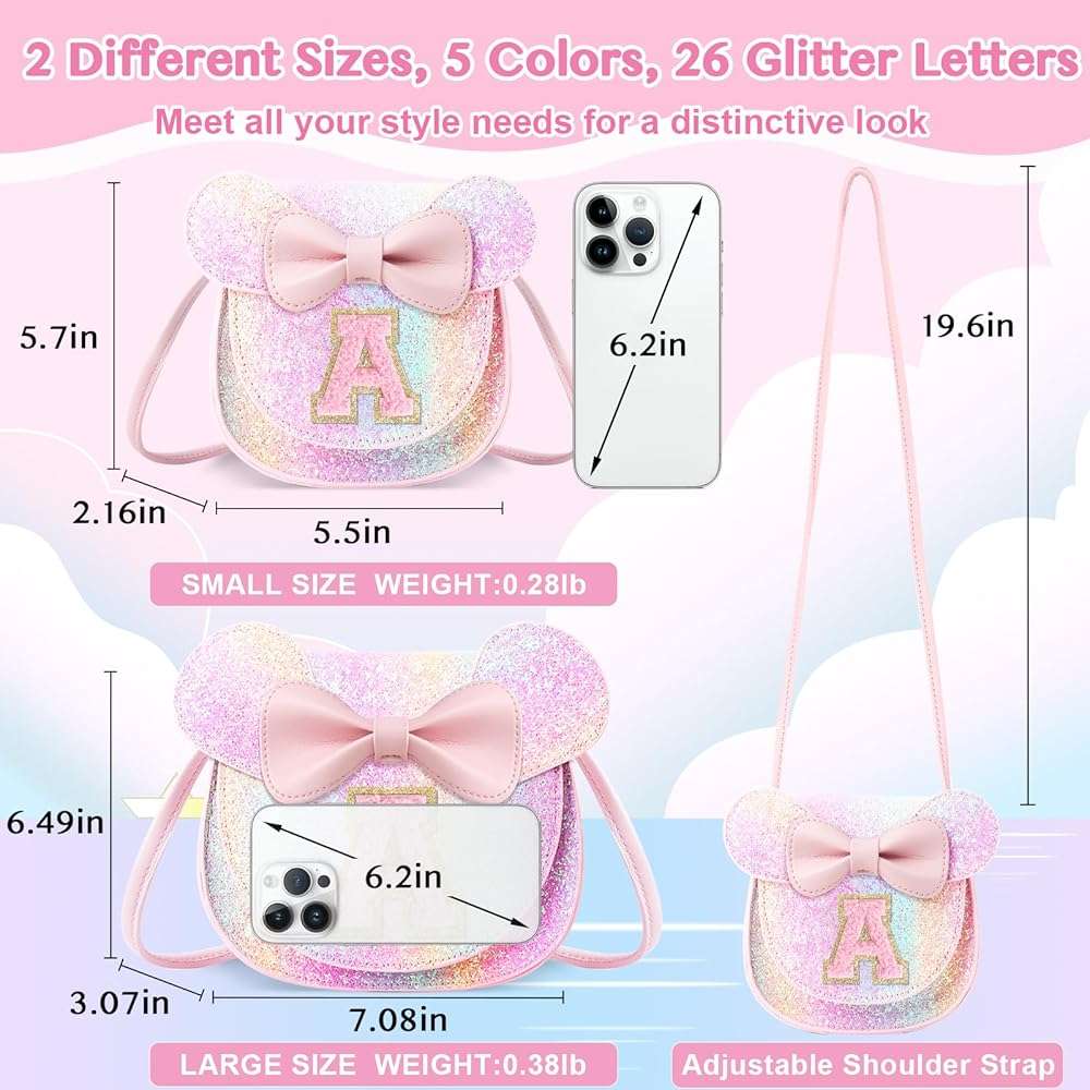 Little Girl Toddler Purse - Cute Mouse Ear Bow Crossbody Bag for 2-8 Year Olds - Birthday Gift - Image 3