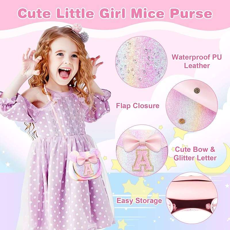 Little Girl Toddler Purse - Cute Mouse Ear Bow Crossbody Bag for 2-8 Year Olds - Birthday Gift - Image 4