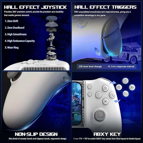 arVin USB C Mobile Gaming Controller for iPhone 17/16/15 Series & Android (USB-C) Plug & Play - Remote Play for PS5/PS4/Xbox/PC Consoles, Cloud Game, Emulator, with Hall Effect Joysticks/Turbo/Back keys - Image 4