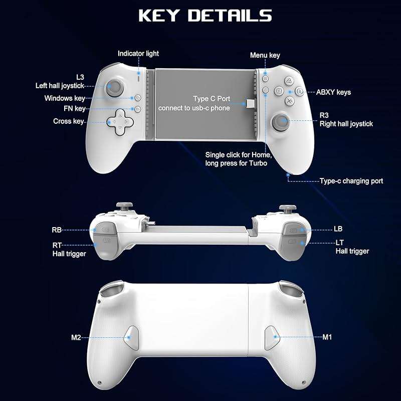 arVin USB C Mobile Gaming Controller for iPhone 17/16/15 Series & Android (USB-C) Plug & Play - Remote Play for PS5/PS4/Xbox/PC Consoles, Cloud Game, Emulator, with Hall Effect Joysticks/Turbo/Back keys - Image 9