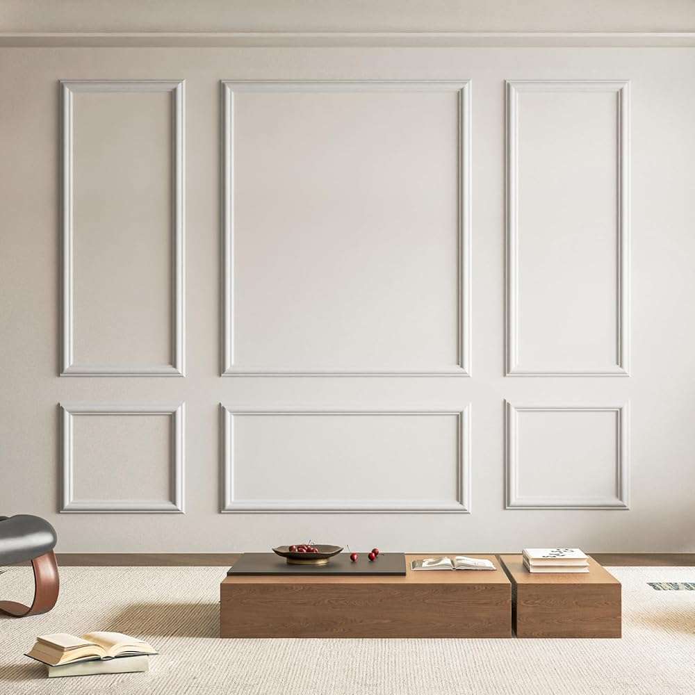 Art3d Pre-Cut Wall Molding Set of 6 pcs, Ready-to-Assemble Wainscoting Panels for Interior Wall Décor Living Room Bedroom Accent Wall - Installed with Glue, 3 Top 3 Bottom - Image 1