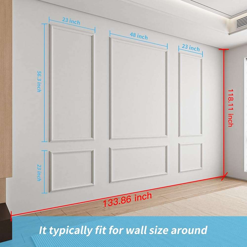 Art3d Pre-Cut Wall Molding Set of 6 pcs, Ready-to-Assemble Wainscoting Panels for Interior Wall Décor Living Room Bedroom Accent Wall - Installed with Glue, 3 Top 3 Bottom - Image 2