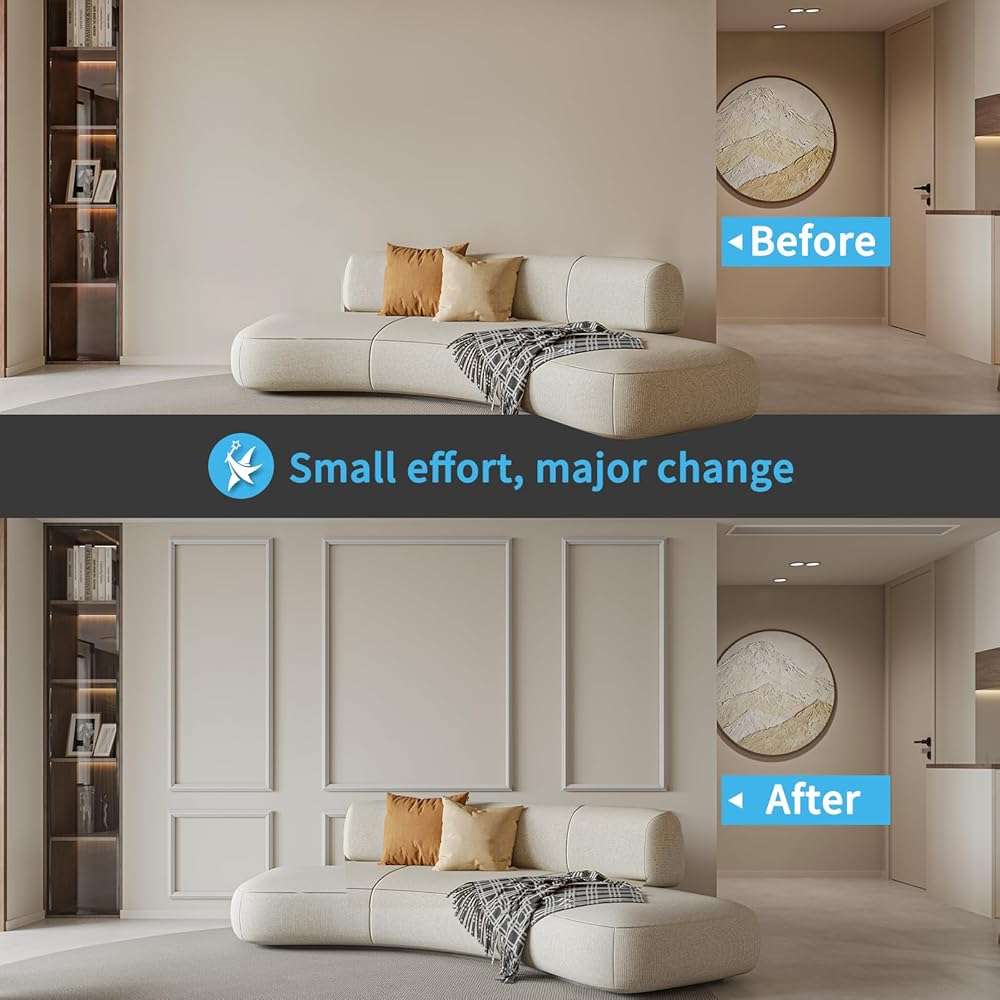 Art3d Pre-Cut Wall Molding Set of 6 pcs, Ready-to-Assemble Wainscoting Panels for Interior Wall Décor Living Room Bedroom Accent Wall - Installed with Glue, 3 Top 3 Bottom - Image 3