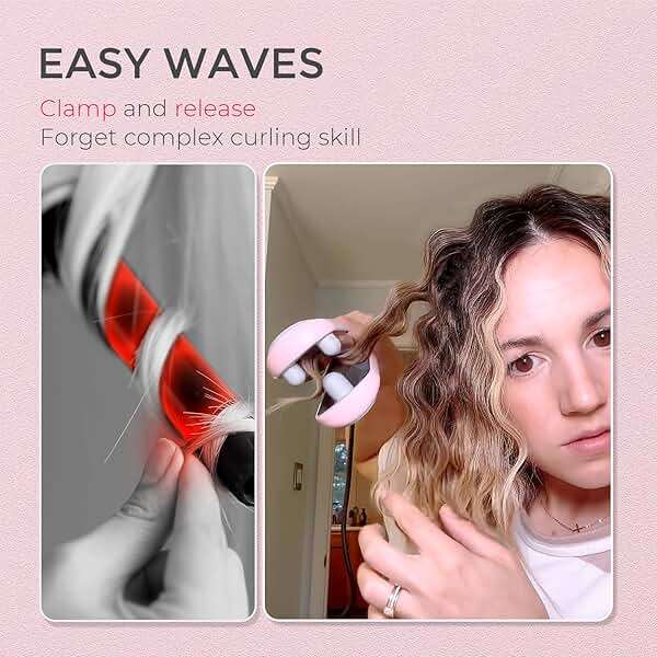 Curling Iron Hair Crimper Waver - TYMO ROVY Beach Waves Curling Wand, Ionic Deep Waver Hair Curler Tool with Ceramic 3 Barrel for Women, Dual Voltage, Anti-Scald, Easy to Use, Pink, 1 Inch - Image 2