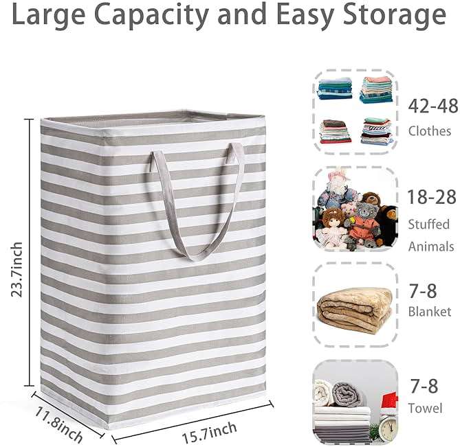 BOOMIBOO 2-Pack Large Laundry Basket,Waterproof Freestanding Laundry Hamper,Collapsible Clothes Basket with Easy Carry Handles in Laundry Room Bathroom Bedroom Dorm,Grey,75L - Image 3