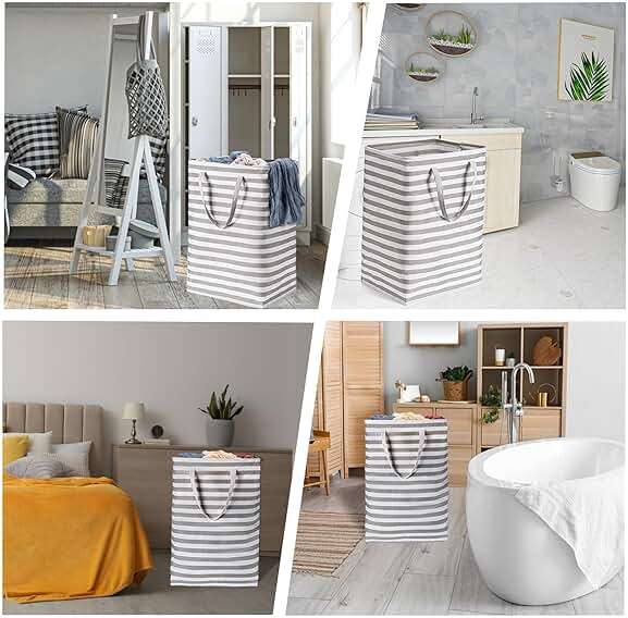 BOOMIBOO 2-Pack Large Laundry Basket,Waterproof Freestanding Laundry Hamper,Collapsible Clothes Basket with Easy Carry Handles in Laundry Room Bathroom Bedroom Dorm,Grey,75L - Image 8