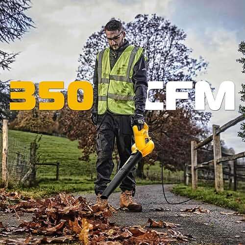 ZEGJAW Electric Leaf Blower Corded, 7-AMP Leaf Blowers, 155MPH/350CFM Small Handheld Lawn Blower Lightweight & Portable for Lawn Care - Image 3