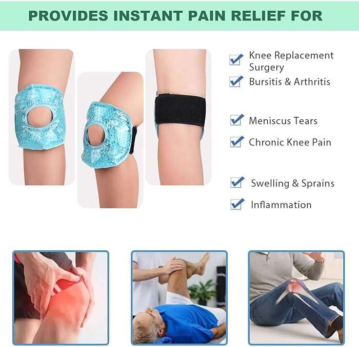 Reusable Knee Cold Pack - Gel Ice Wrap for Pain Relief & Swelling Reduction, Flexible Cold Therapy for Knee Surgery Recovery, Arthritis, Joint Pain, Injuries, Bruises (2 Packs) - Image 5