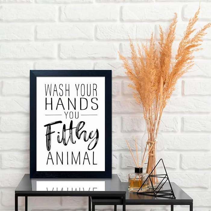 Bathroom Quotes Wall Decor, Black and White Bathroom Wall Art, Toilet Decor Signs Small Black Framed Canvas Art for Kid's Washroom - Image 3