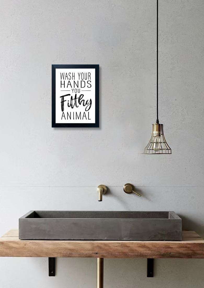 Bathroom Quotes Wall Decor, Black and White Bathroom Wall Art, Toilet Decor Signs Small Black Framed Canvas Art for Kid's Washroom - Image 4
