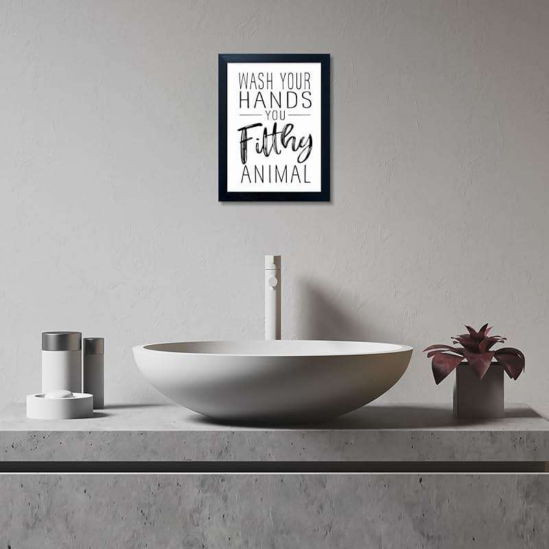Bathroom Quotes Wall Decor, Black and White Bathroom Wall Art, Toilet Decor Signs Small Black Framed Canvas Art for Kid's Washroom - Image 6