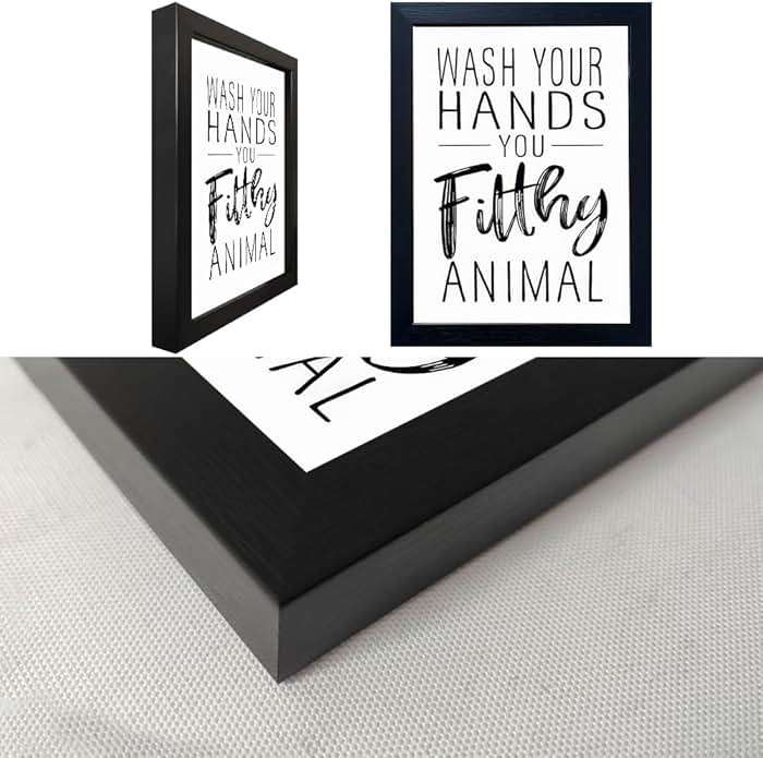 Bathroom Quotes Wall Decor, Black and White Bathroom Wall Art, Toilet Decor Signs Small Black Framed Canvas Art for Kid's Washroom - Image 9