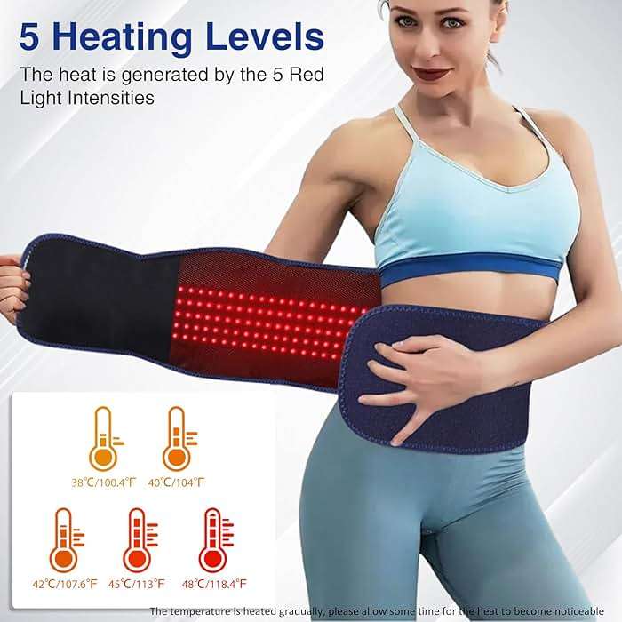 Cordless Back Massager Belt - FSA-HSA Eligible Red Light Therapy Massage Belt with 5 Heating Levels,3 Vibration Modes, Lower Back Massager for Pain Relief Deep Tissue,4 Motors,Battery-Powered (Blue) - Image 3